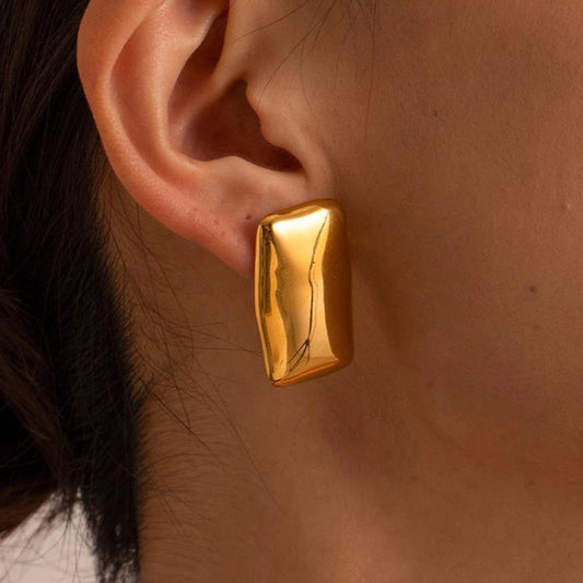 Pendientes chapados en oro de 18K, de acero inoxidable