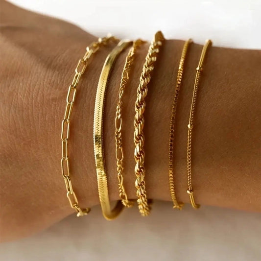 Pulseras chapadas en oro de 16K de acero inoxidable