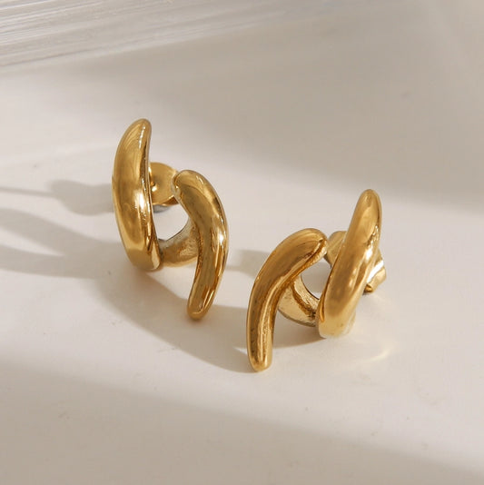 Aretes chapados en oro de 18K de acero inoxidable