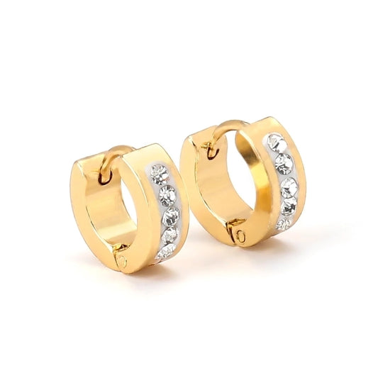 Pendientes Huggie chapados en oro de 18K  de acero inoxidable